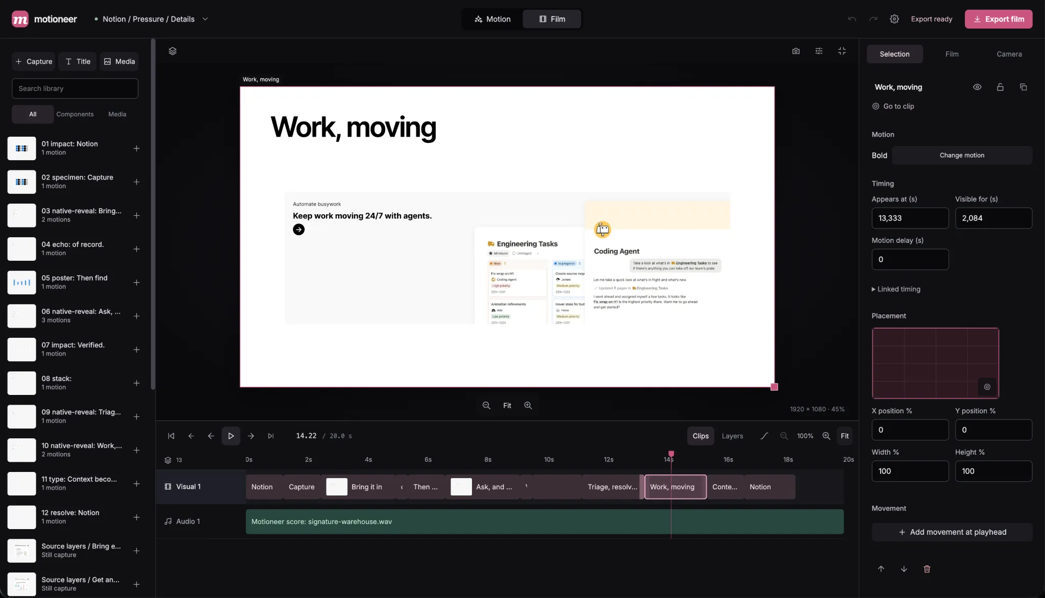 Motioneer video editor studio
